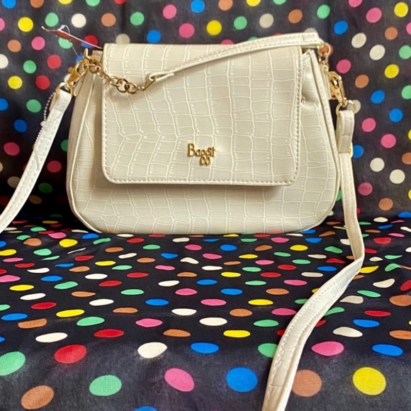 NWT BAGGIT LEO FOLIO CROCODILE WHITE SLING BAG - Picture 7 of 14